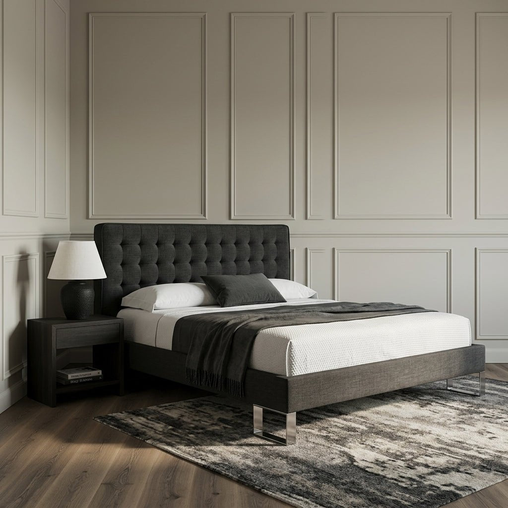 Edmonton Contemporary Graphite Tufted Bed