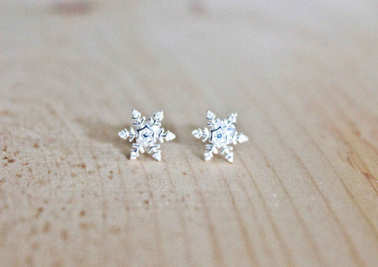 Snowflake CZ Studs in Sterling Silver