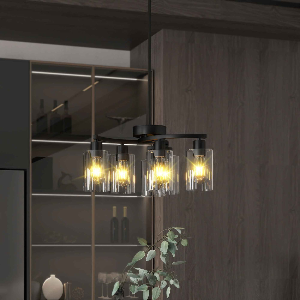 6-Light Modern Farmhouse Black Chandelier (United States Delivery Only)