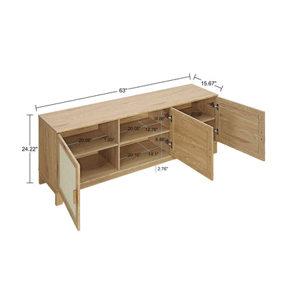 Drift 63" Faux Cane Storage TV Stand - Multiple Color Options