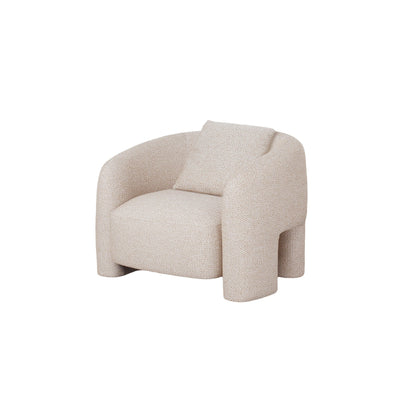 Chloe Pine Wood Tweed Accent Chair - Beige