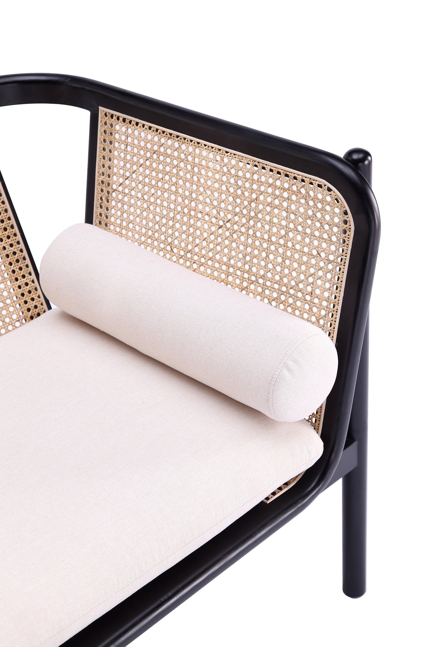 Tulum Natural Cane Accent Chair - Black/Cream