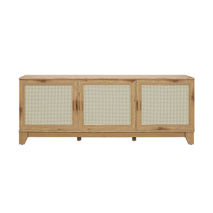 Drift 63" Faux Cane Storage TV Stand - Multiple Color Options
