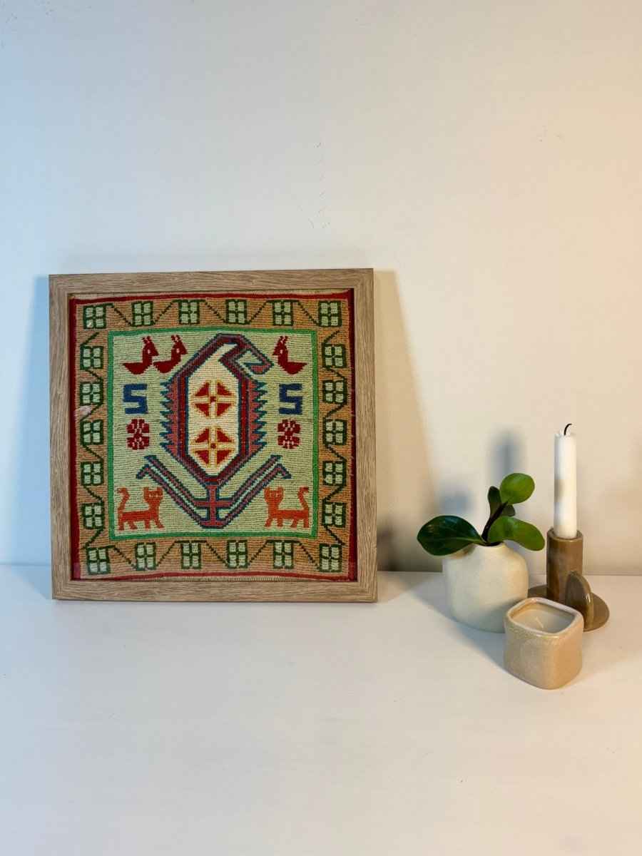 Framed Azerbaijan Kilim 12" x 12"