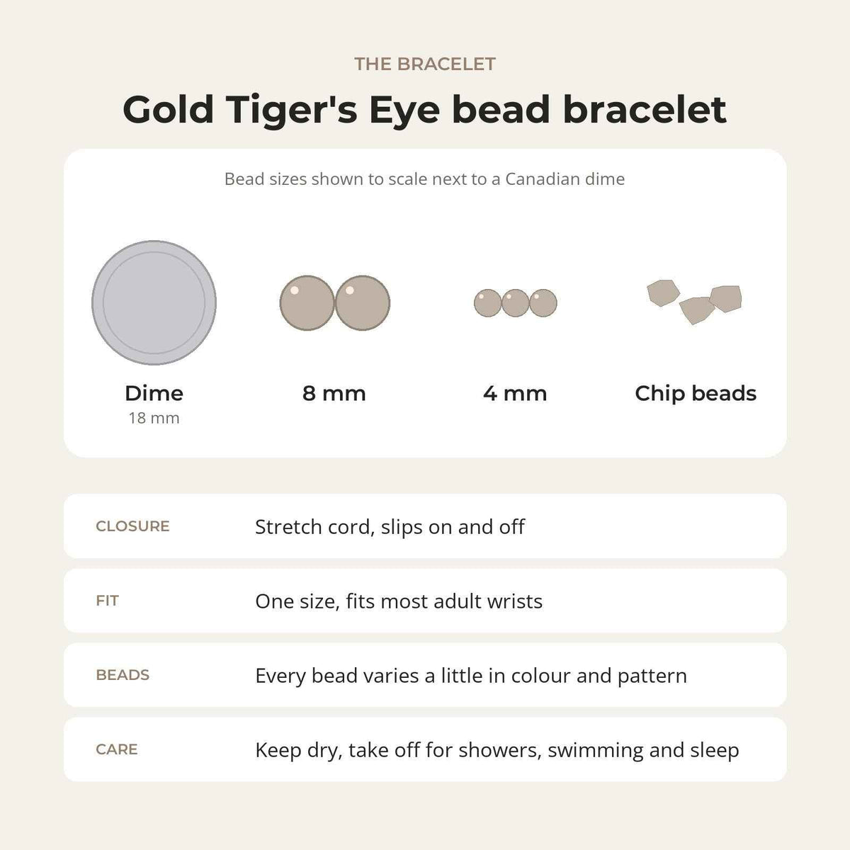 Gold Tiger's Eye Bead Bracelet