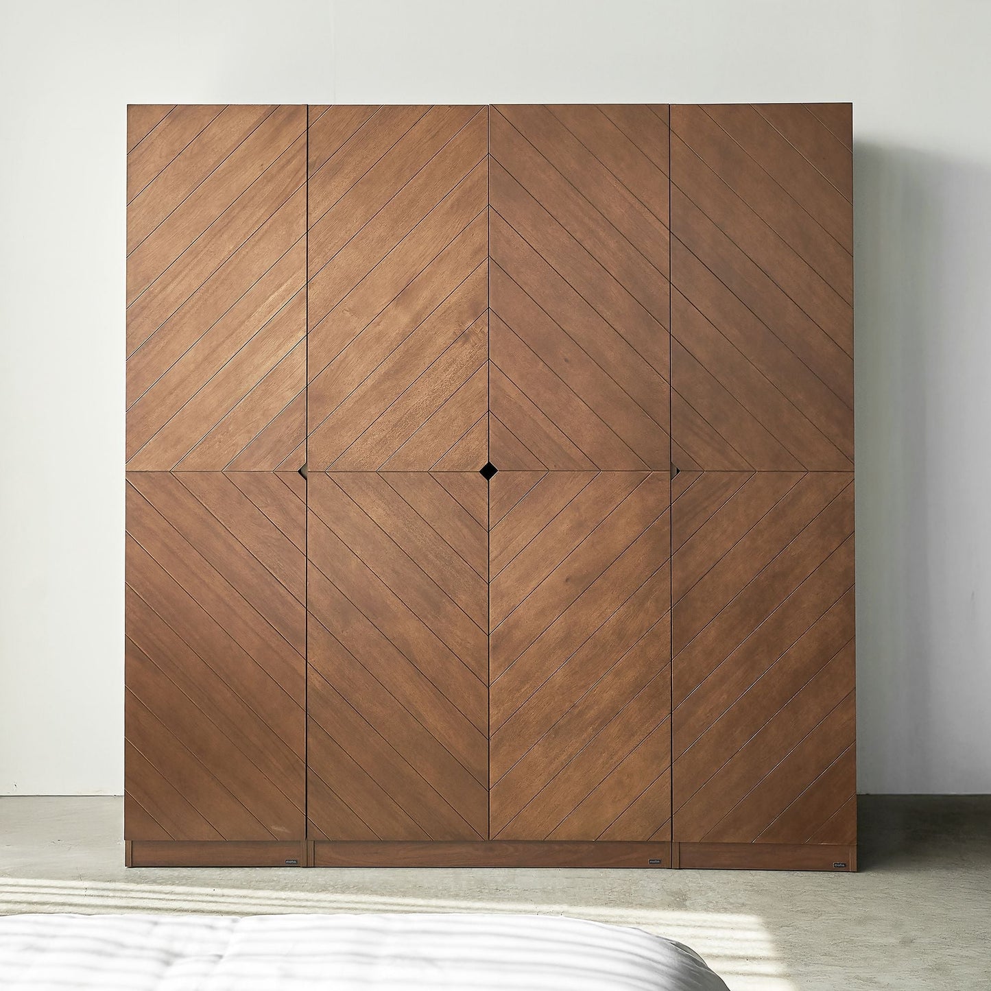 Hobro 301 Four-Door Acacia Veneer Wood Wardrobe