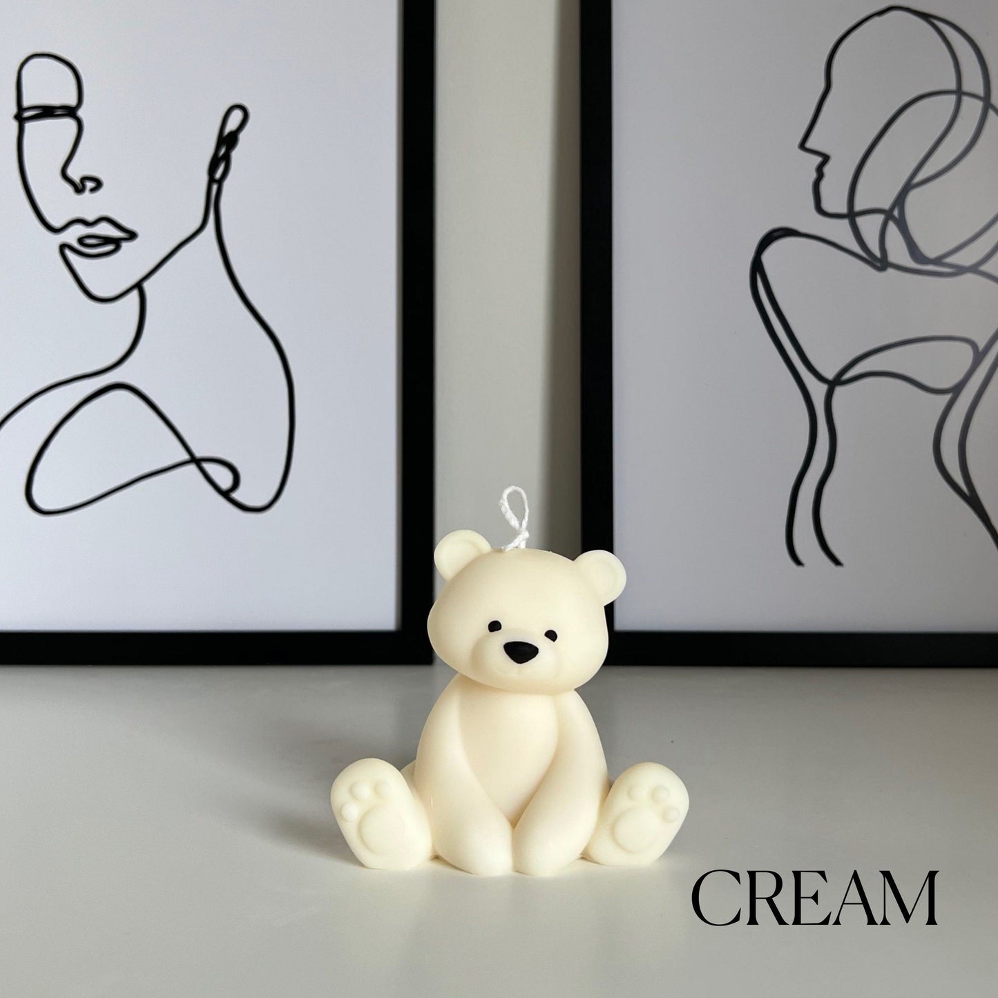Teddy Bear Candle | Decorative Soy Wax Pillar, Nursery Decor