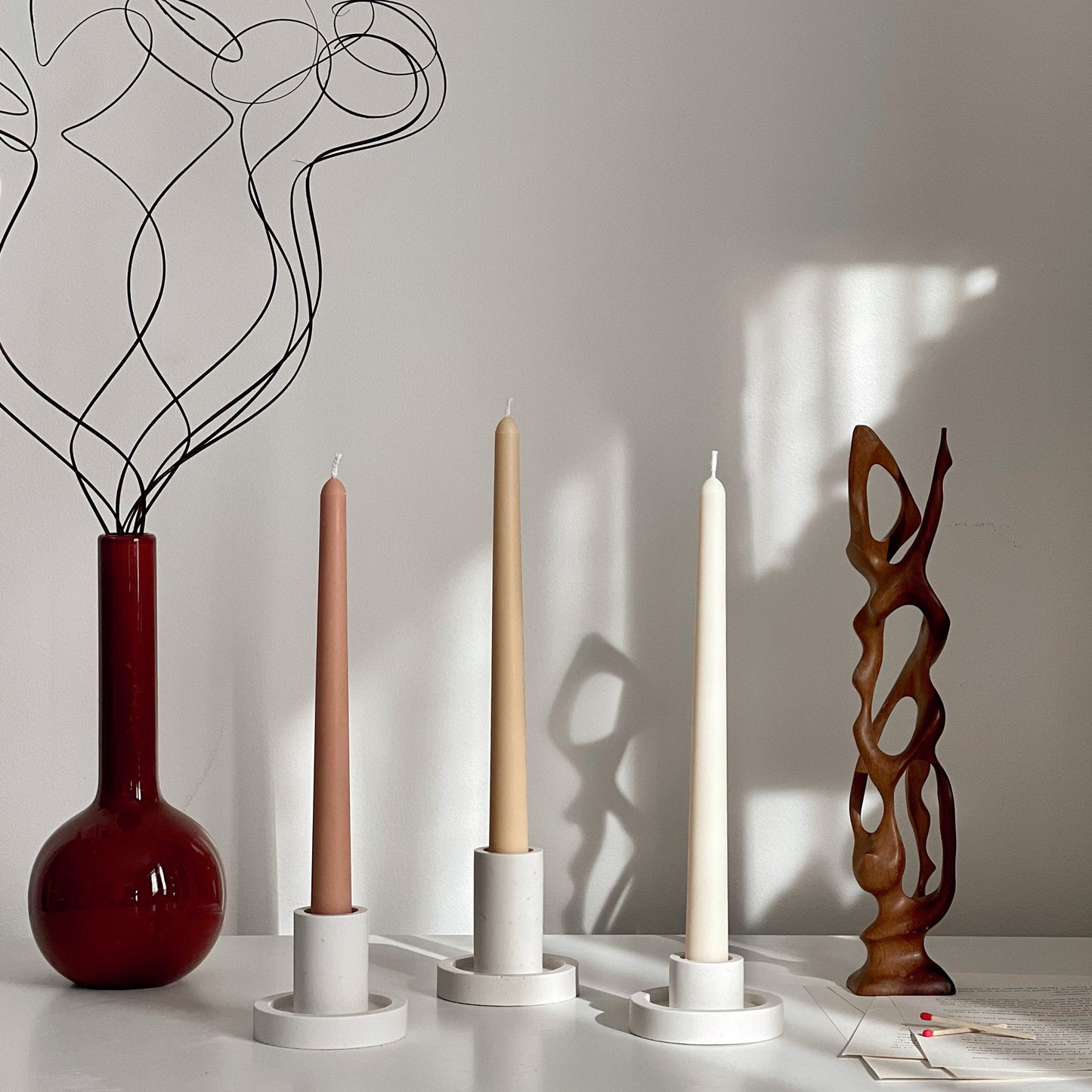 Handmade Narrow Taper Candle: Pastel Soy Wax Dinner Candle