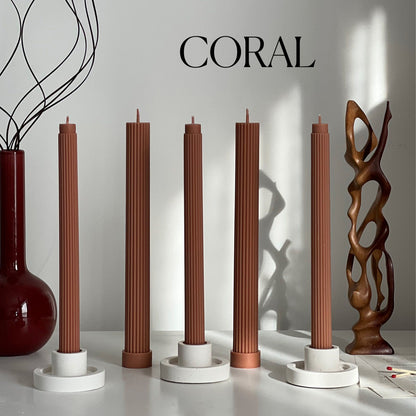 Ribbed Soy Wax Taper Candle: Unscented Event Decor