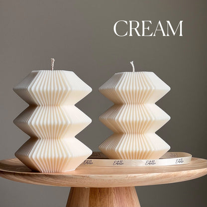 Large Ribbed Hexagon Candle: Handmade Soy Wax Pillar