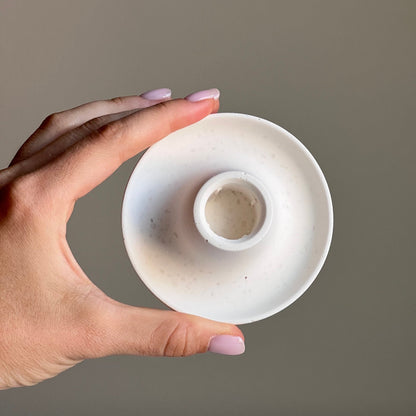Round Jesmonite Candlestick Holder: Minimalist Table Decor