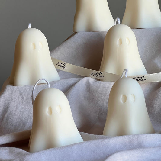 手作りのハロウィンゴーストキャンドル | 造形的なソイワックスホームデコ
