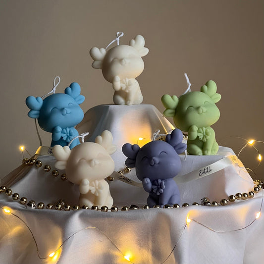 Handgemachte Weihnachtsrentier-Sojakerze: Weihnachtsdeko-Geschenk