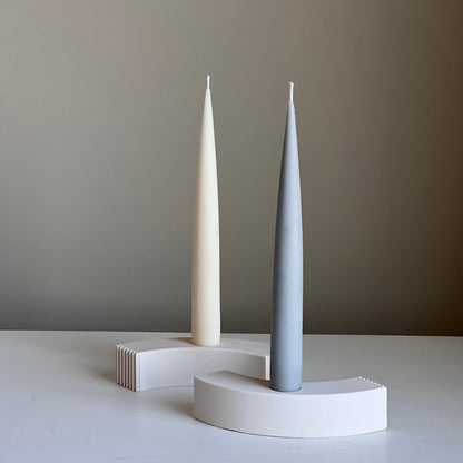 Minimal Jesmonite Candlestick Holder: Geometric Taper Candle Decor