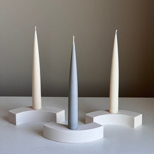 Minimal Jesmonite Candlestick Holder: Geometric Taper Candle Decor