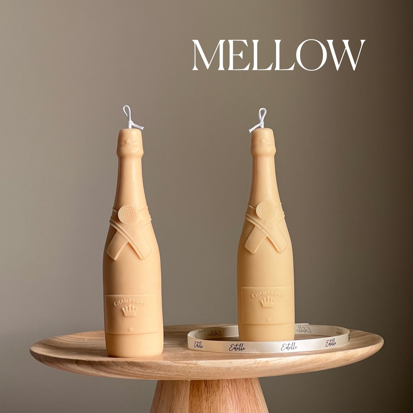 Champagne Bottle Candle: Decorative Soy Pillar Candle