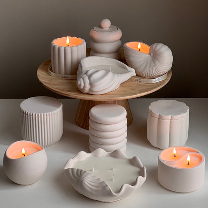 Donut Jar Soy Candle: Wood Wick, Jesmonite Vessel, Handmade
