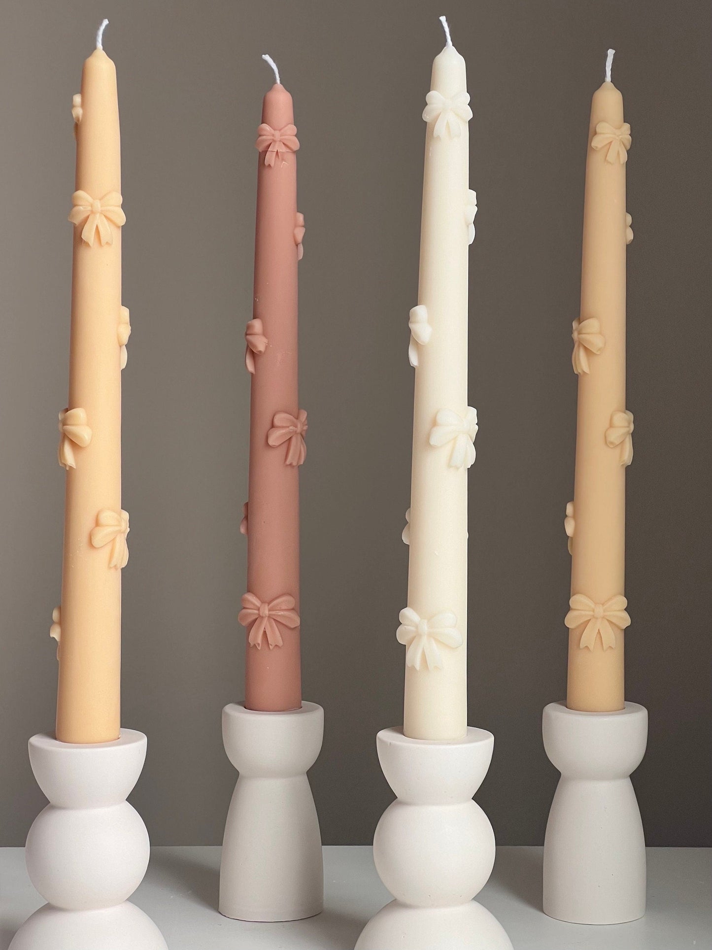 Handmade Soy Wax Taper Candle: Ribbon Decor, Dinner Centerpiece