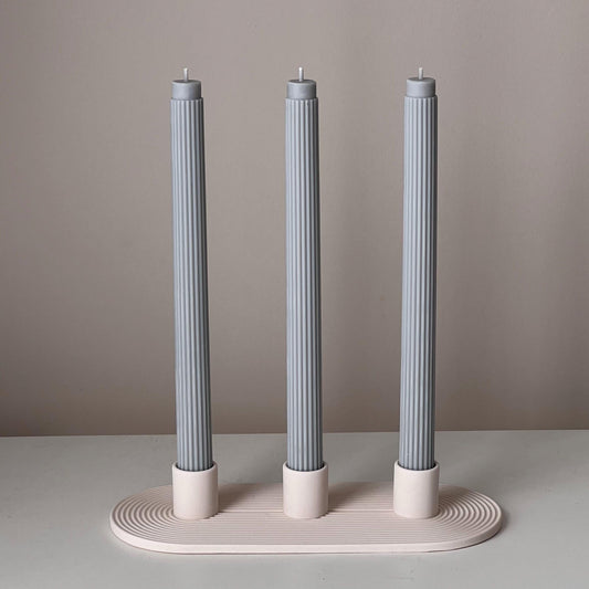 Geometrischer Kerzenhalter aus Jesmonit: Minimalistisches 3-Kerzen-Mittelstück