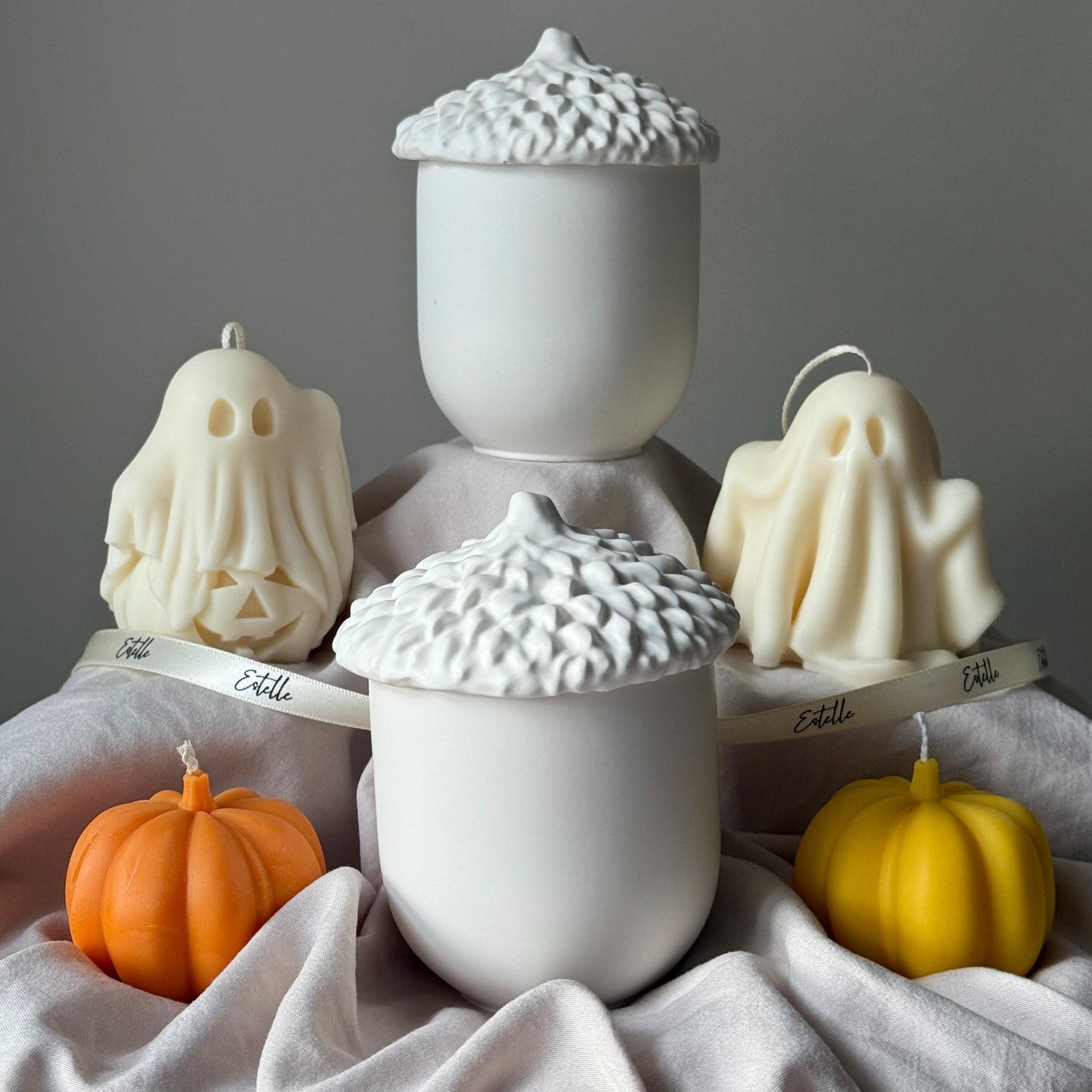 Acorn Jar Sojawachskerze: Handgefertigtes Jesmonite-Gefäß, Herbstduft