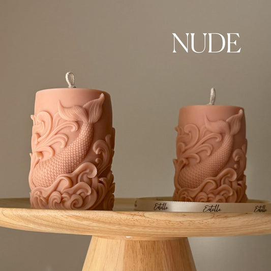 Fishtail Soy Pillar Candle: Handmade Home Decor