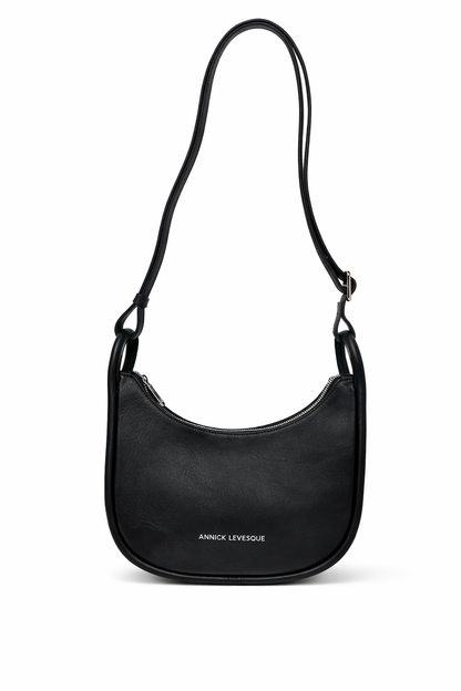 Petit Sac à Bandoulière en Cuir Noir, Sabrina
