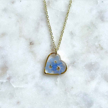 Collier Myosotis - grand coeur 20mm