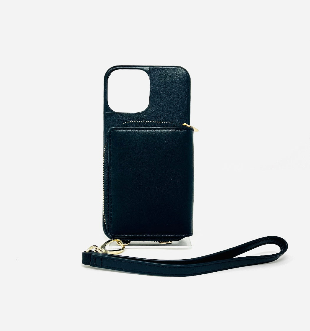Porte-cartes en cuir Maylia, Noir