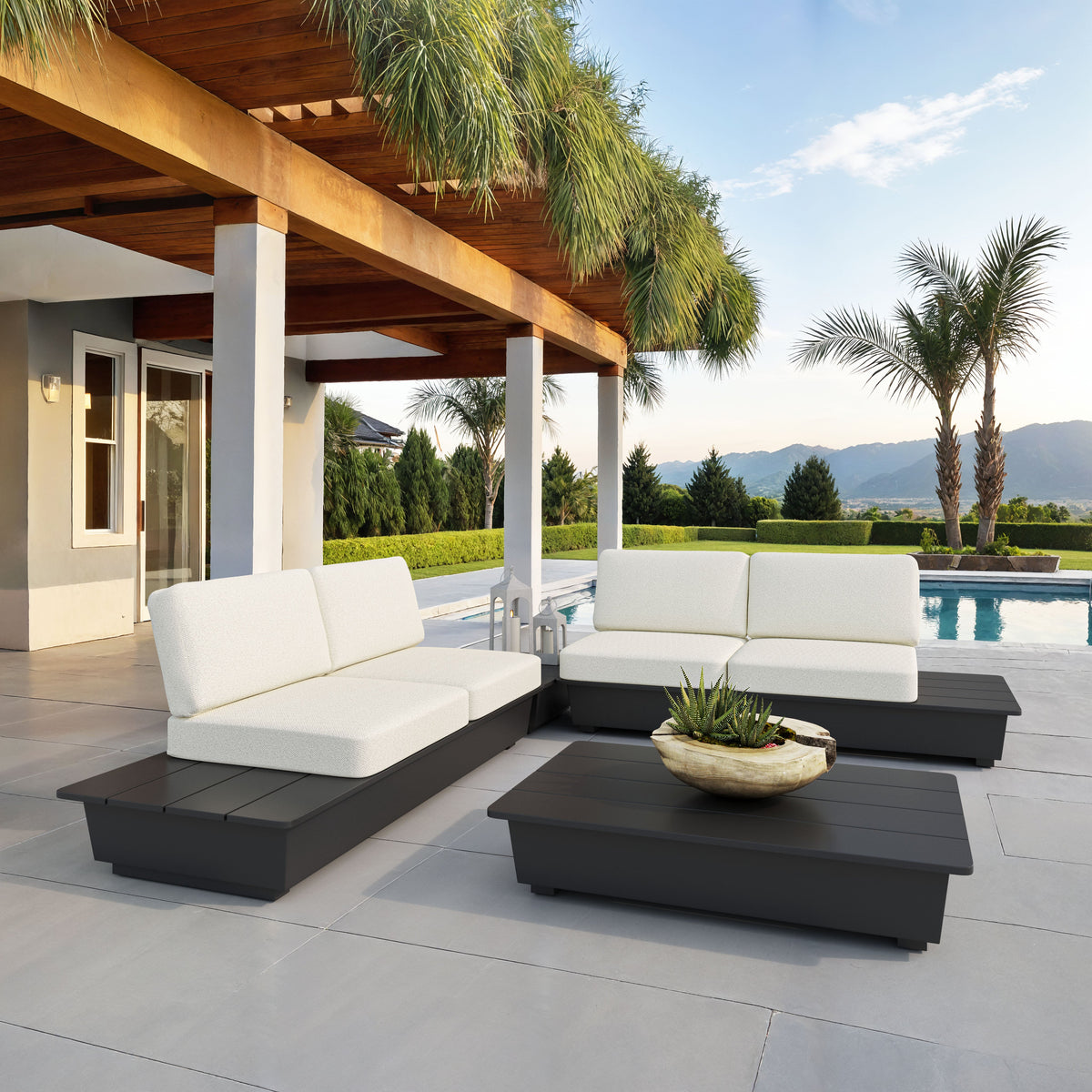 Arbor 2 Seater Modern Outdoor Sofa - Black