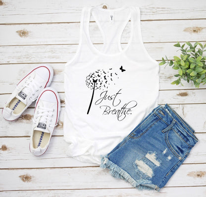 Just Breathe Butterfly Dandelion Tank Top