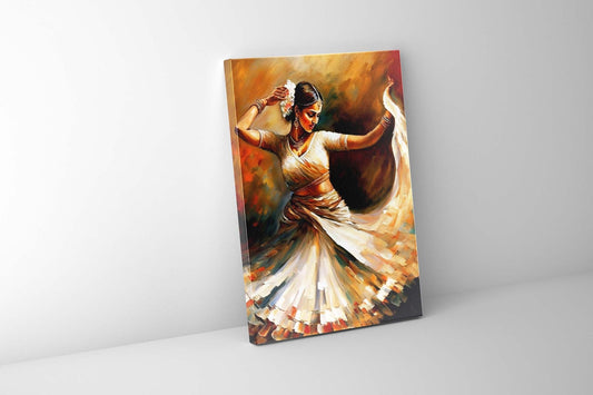 Wandkunst - Tanz in Orange - Fine Art - Goldlack - Leinwanddruck