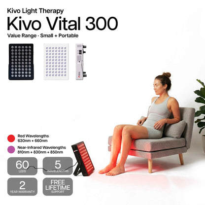 Kivo Vital 300: Portable Small Red Light Therapy Panel + Integrated Stand