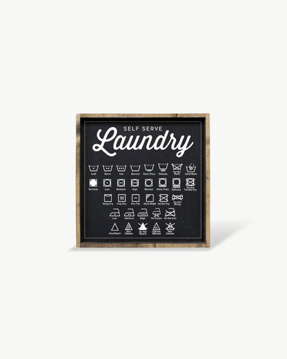 Laundry Symbols Wood Sign - AURABAGS SHOP