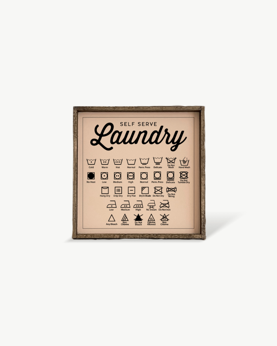Laundry Symbols Wood Sign - AURABAGS SHOP