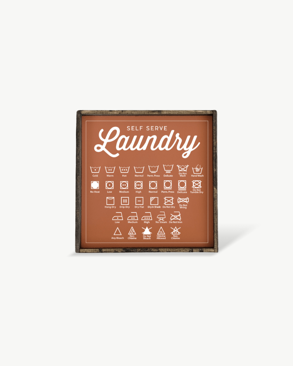 Laundry Symbols Wood Sign - AURABAGS SHOP
