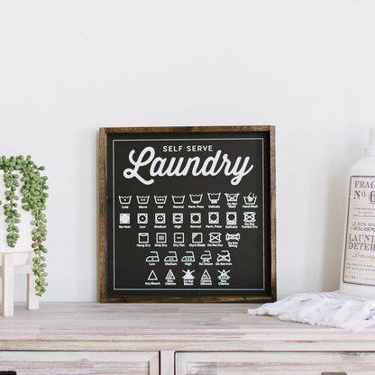 Laundry Symbols Wood Sign - AURABAGS SHOP