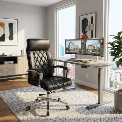 Lecce Diamond-Quilted Premium Leather Office Chair