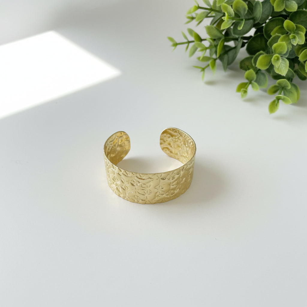 Beaten Stainless Steel Cuff - Gold Stainless Steel