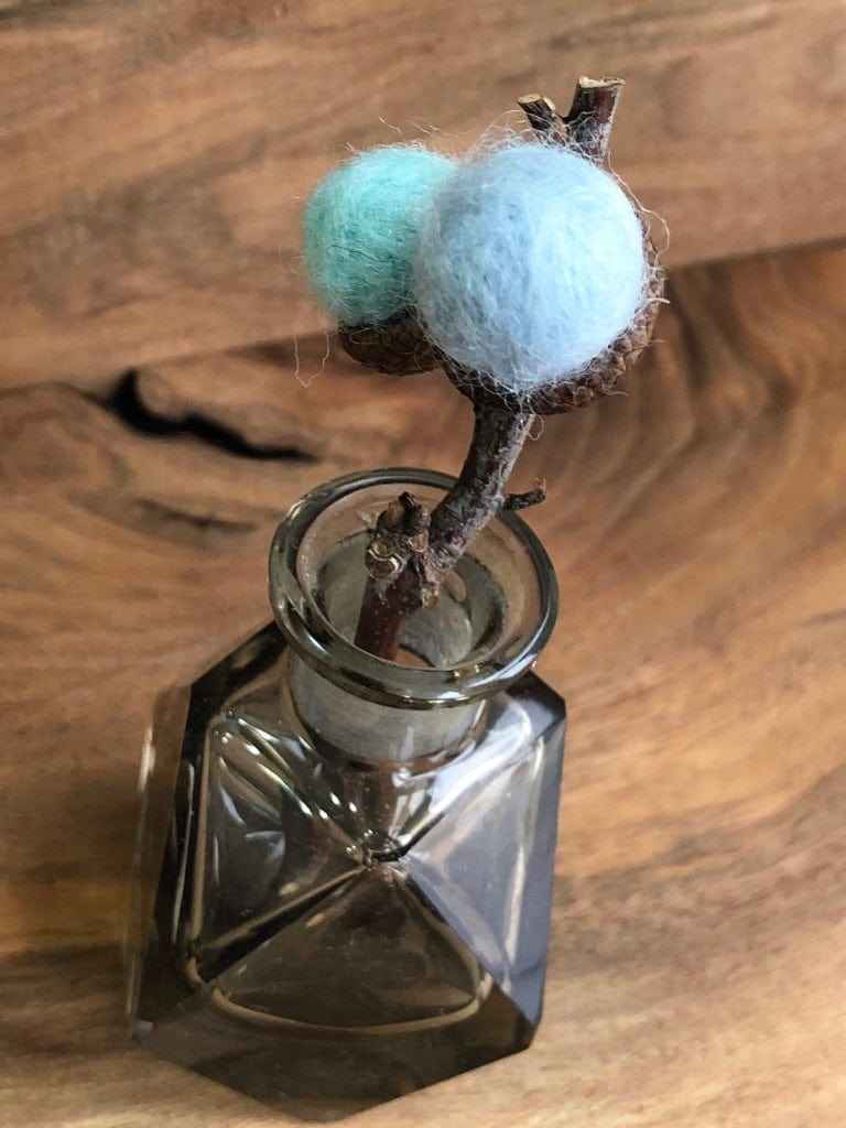 Acorn Stem | Felted | Baby Blue & Turquoise