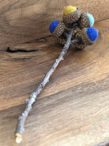 Acorn Stem | Felted | Shades of Blue