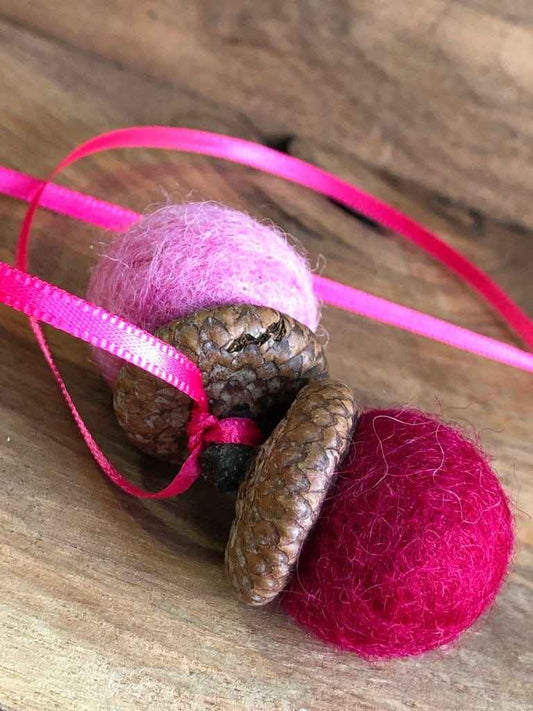 Double Felted Acorn | Fuchsia & Raspberry | Aromatherapy Diffuser