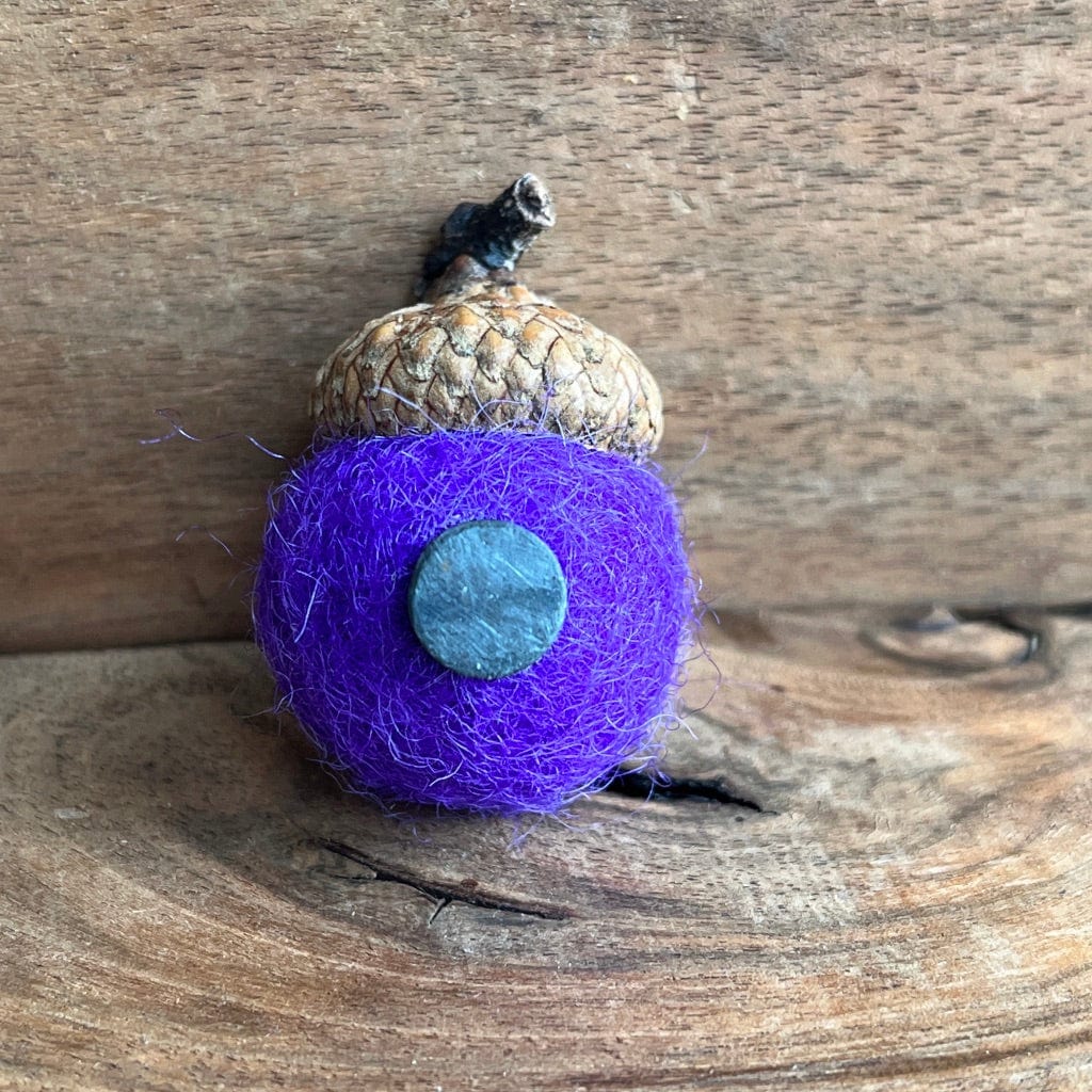 Purple Acorn Magnet | Felted Essential Oil Diffuser