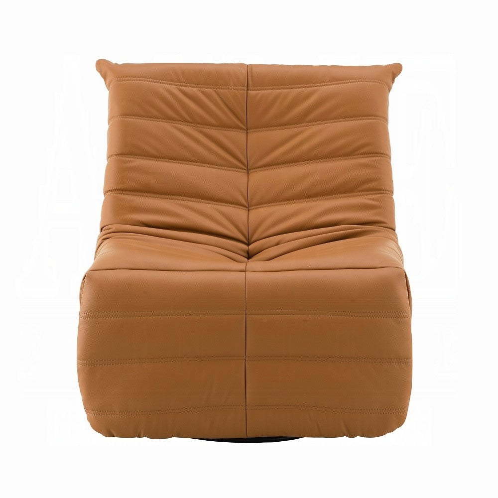 Brasov Swivel Faux Leather Recliner Accent Chair - Burnt Orange