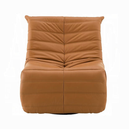 Brasov Swivel Faux Leather Recliner Accent Chair - Burnt Orange