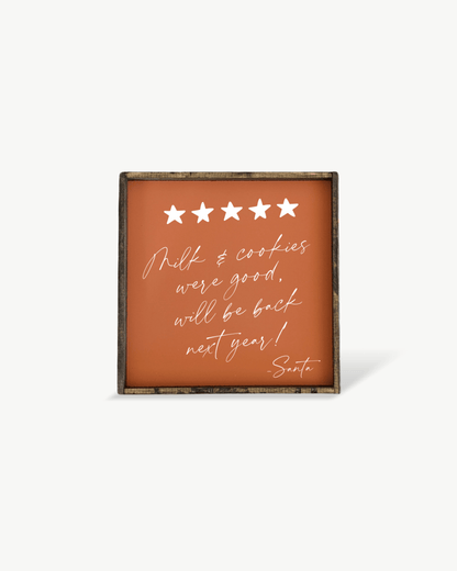 Milk & Cookies Santa Review - Framed Christmas Print