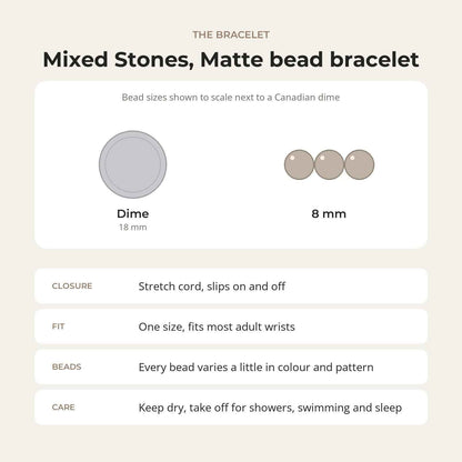 Mix Stones Matte Round Bracelet - 8mm