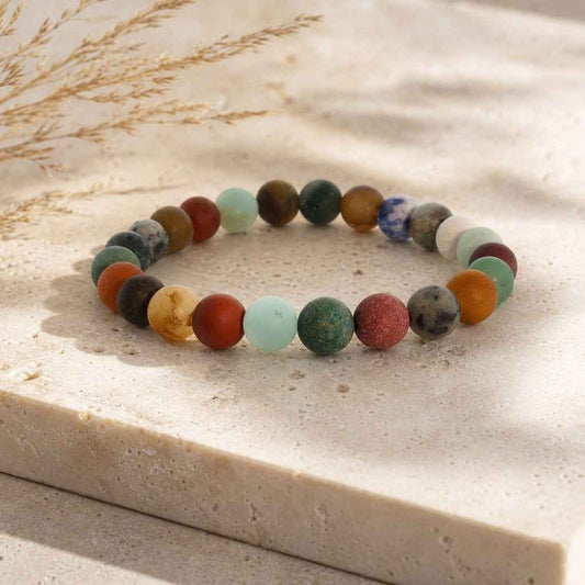 Mix Stones Matte Round Bracelet - 8mm