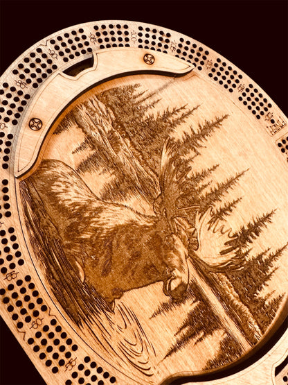 Personalized 4-Track  Cribbage Board – Handcrafted, Custom Engraved & Stand-Up Display