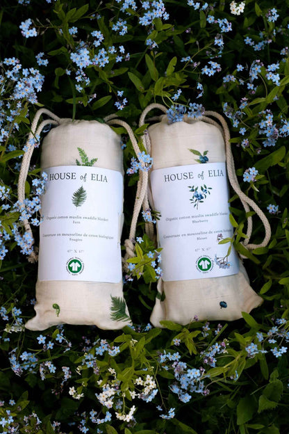 Organic Cotton Muslin Swaddle Blanket - Blueberry