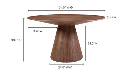 Odessa Round Dining Table Walnut Brown